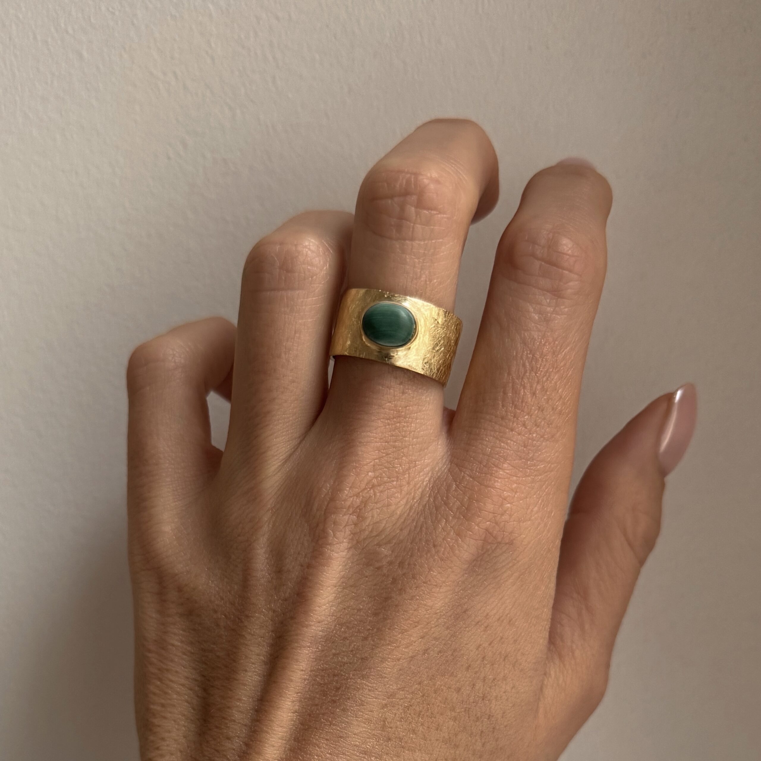 Pierścionek Wide Malachit